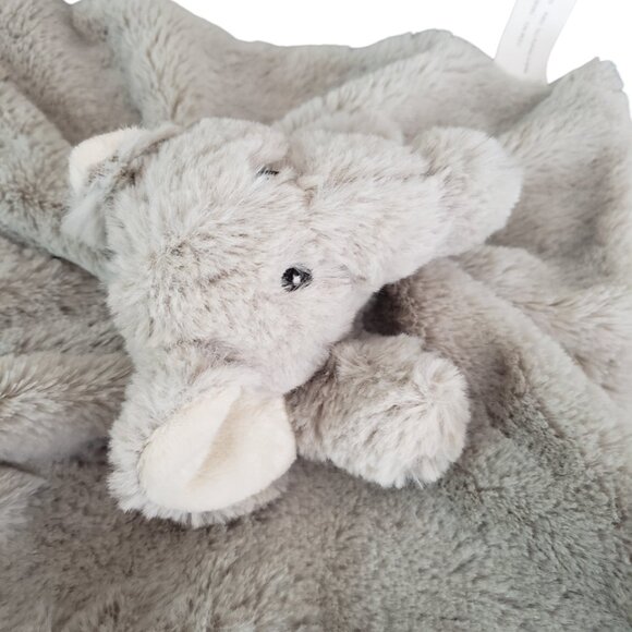 Plush Gray Elephant Baby Lovey Security Blanket Lamb Rattle Very Soft Cute - Picture 5 of 5